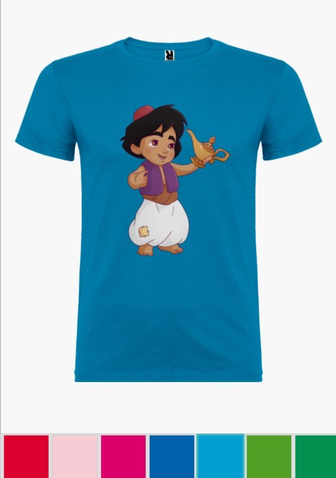 Camiseta infantil Aladdín Azul Turquesa