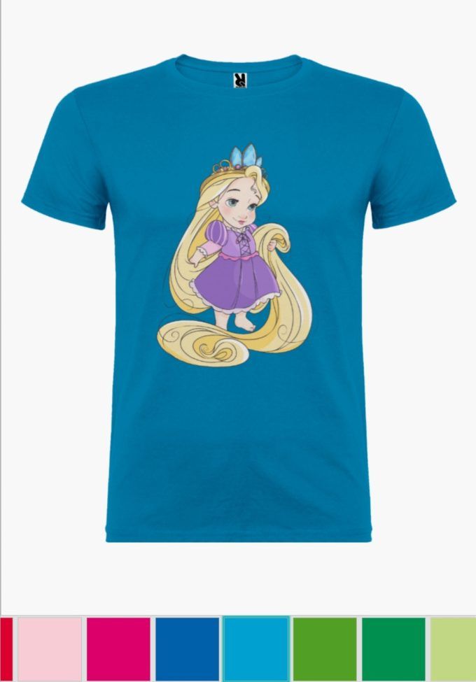 Camiseta infantil Rapunzel Azul Turquesa