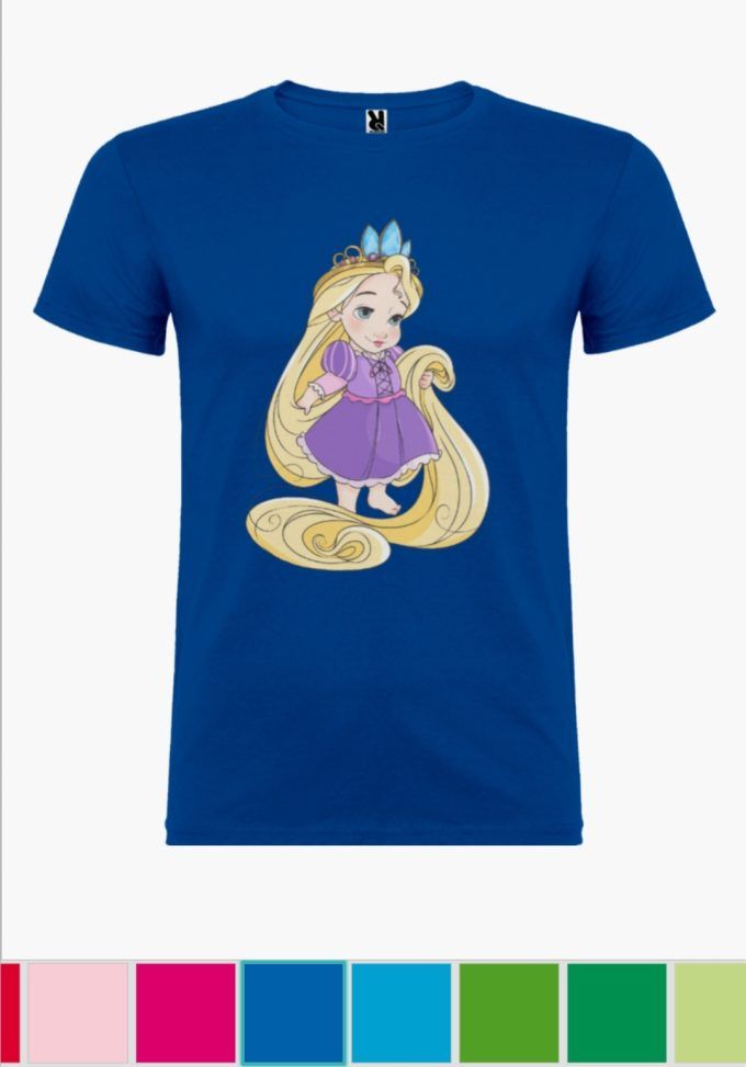 Camiseta infantil Rapunzel Azul Royal