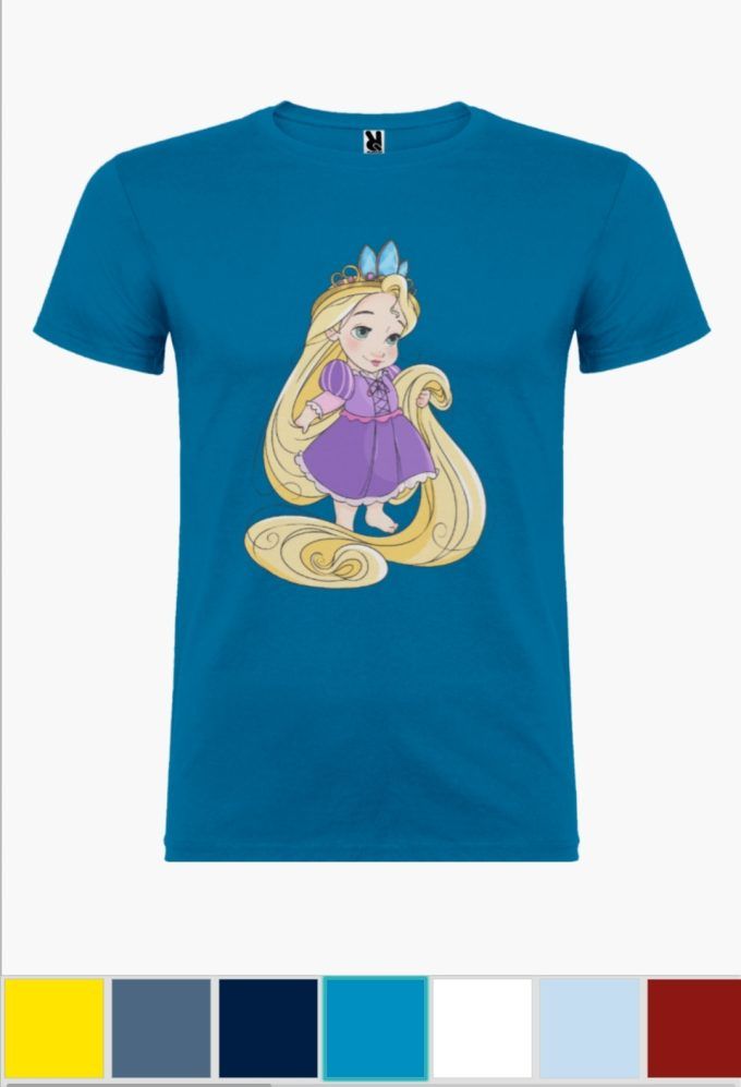 Camiseta infantil Rapunzel Azul Profundo