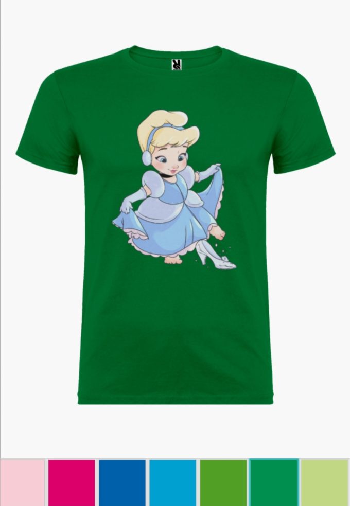 Camiseta infantil Cenicienta Verde Kelly