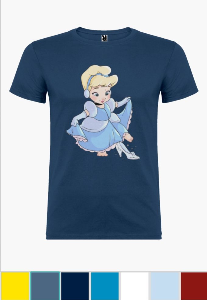 Camiseta infantil Cenicienta Azul Denim